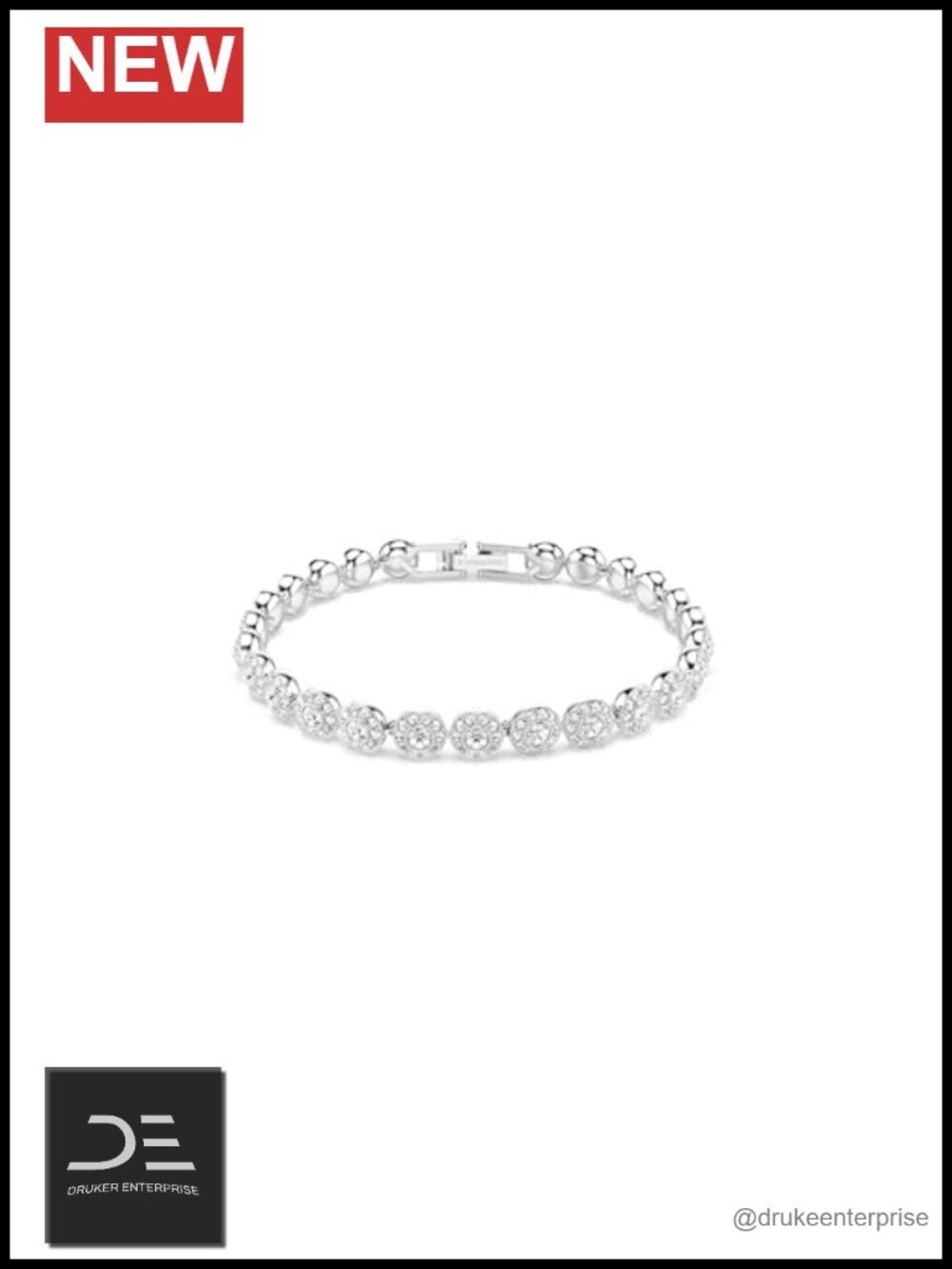 Swarovski White Crystal Tennis Bracelet Rhodium Plated Women's